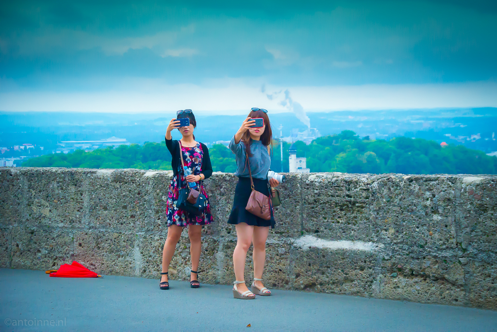 Most selfies are taken with a camera held at arm’s length (Fortress Hohensalzburg, 2015)